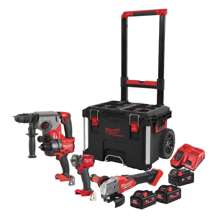 Milwaukee M18 FPP4C-555T Powerpack met 4 machines 18V - 1x5,0Ah/2x5,5Ah Li-Ion - in Packout Trolley